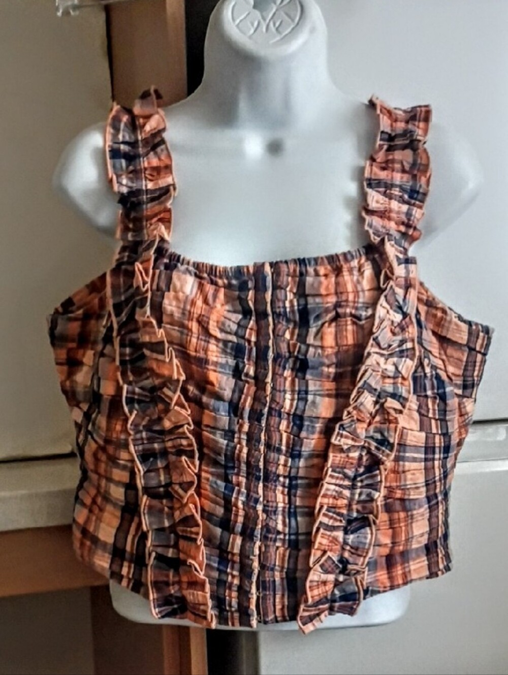 Verb By PallAvi Singee Anthropologie Ruffled Plaid Top sz M